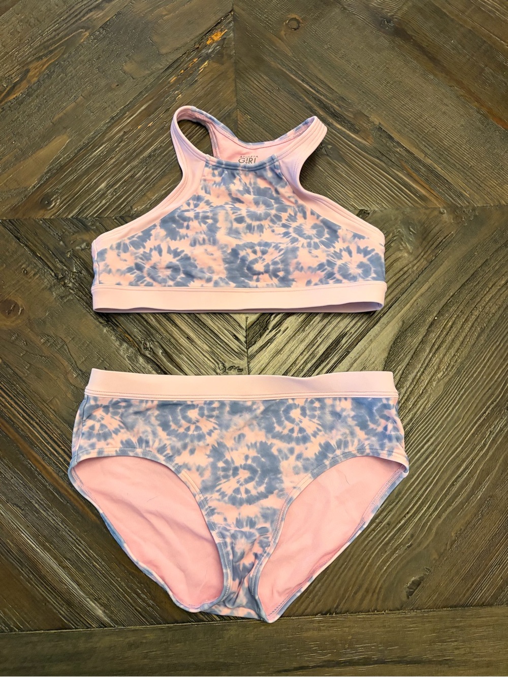 Athleta girl Pink & Blue Tie-Dye Two-Piece Swim Set